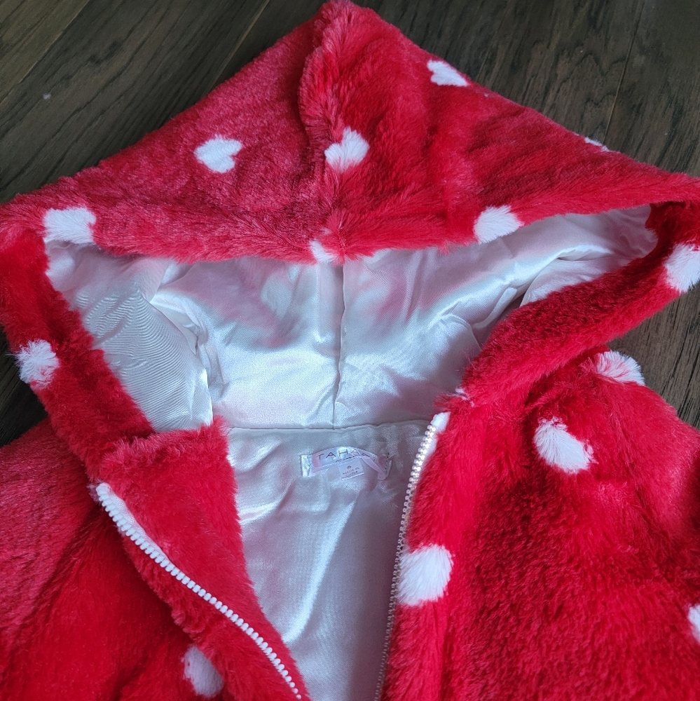 LAST 1! 🔥NEW! ❤️ Tahari GIRLS VALENTINE HEART PRINT FAUX FUR COAT & OUTFIT SET! - Picture 13 of 16